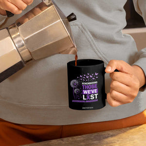 Overdose Awareness Coffee Mug Remembering Those We Have Lost Dandelion Purple Ribbon Memorial