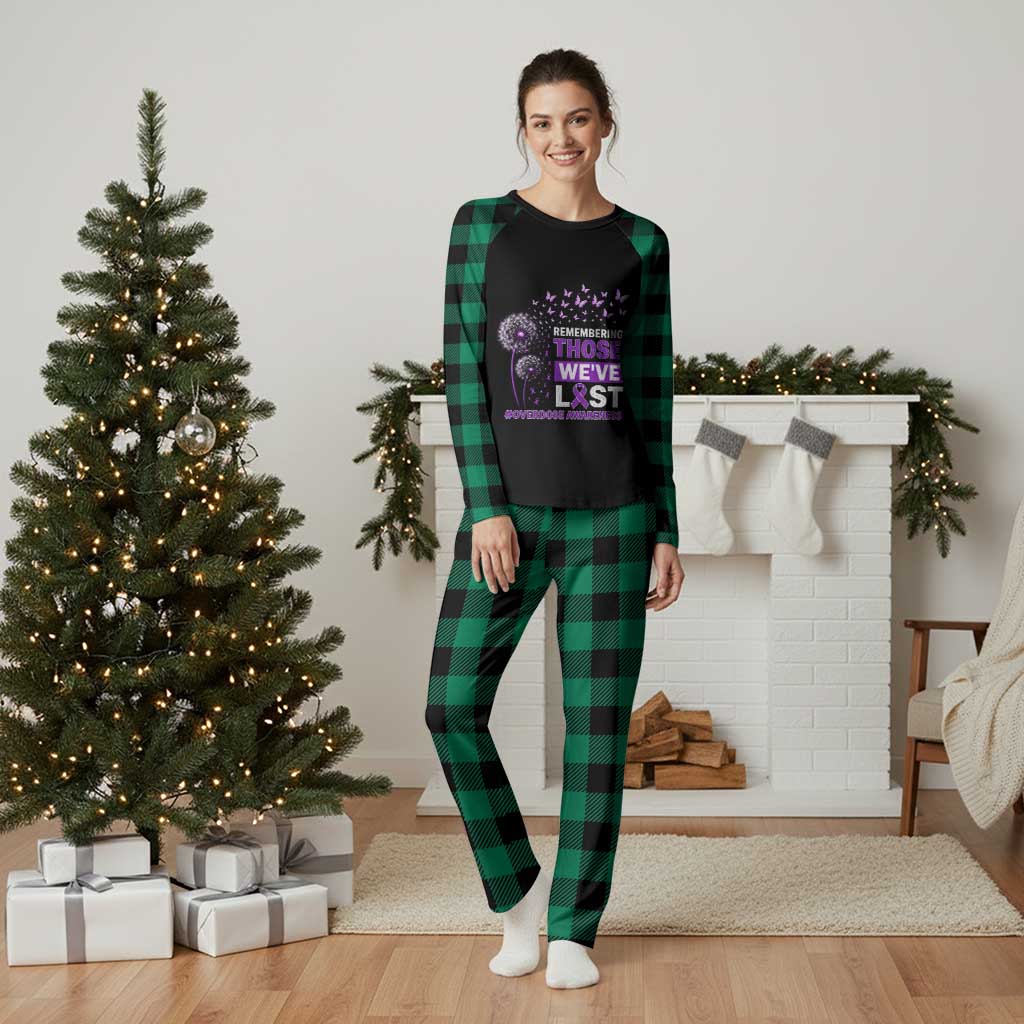 Overdose Awareness Plaid Pajama Set Remembering Those We Have Lost Dandelion Purple Ribbon Memorial