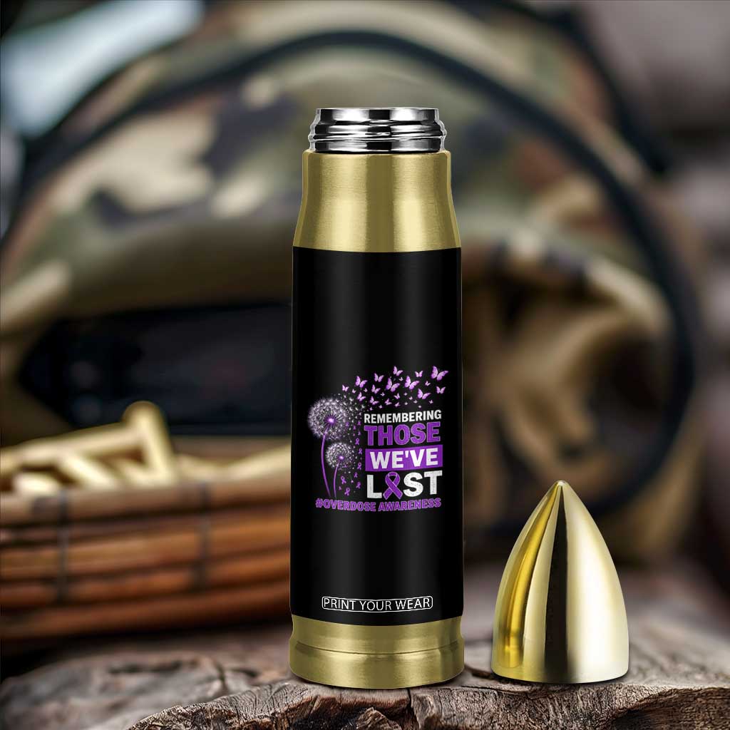 Overdose Awareness Bullet Tumbler Remembering Those We Have Lost Dandelion Purple Ribbon Memorial