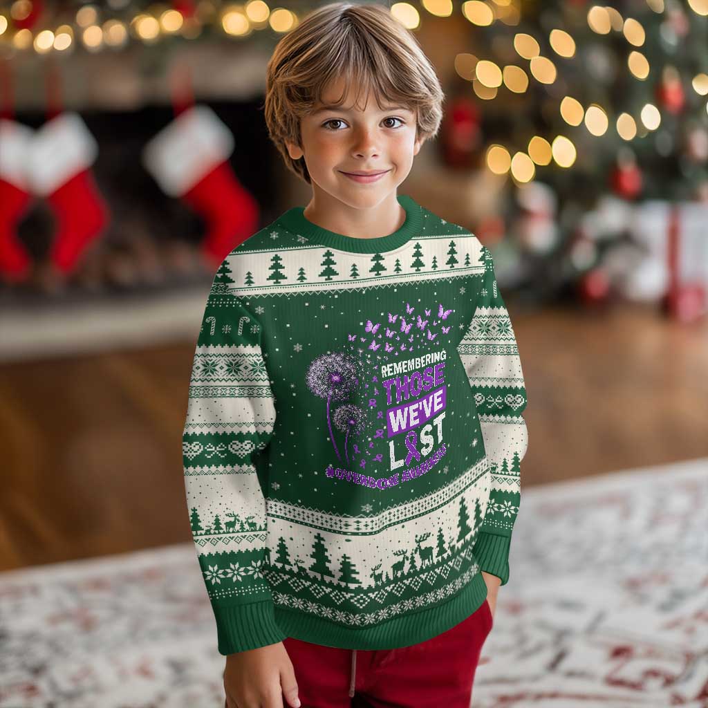 Overdose Awareness Ugly Christmas Sweater Remembering Those We Have Lost Dandelion Purple Ribbon Memorial