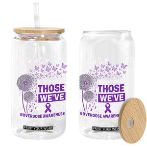 Overdose Awareness Glass Can Remembering Those We Have Lost Dandelion Purple Ribbon Memorial