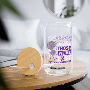 Overdose Awareness Glass Can Remembering Those We Have Lost Dandelion Purple Ribbon Memorial