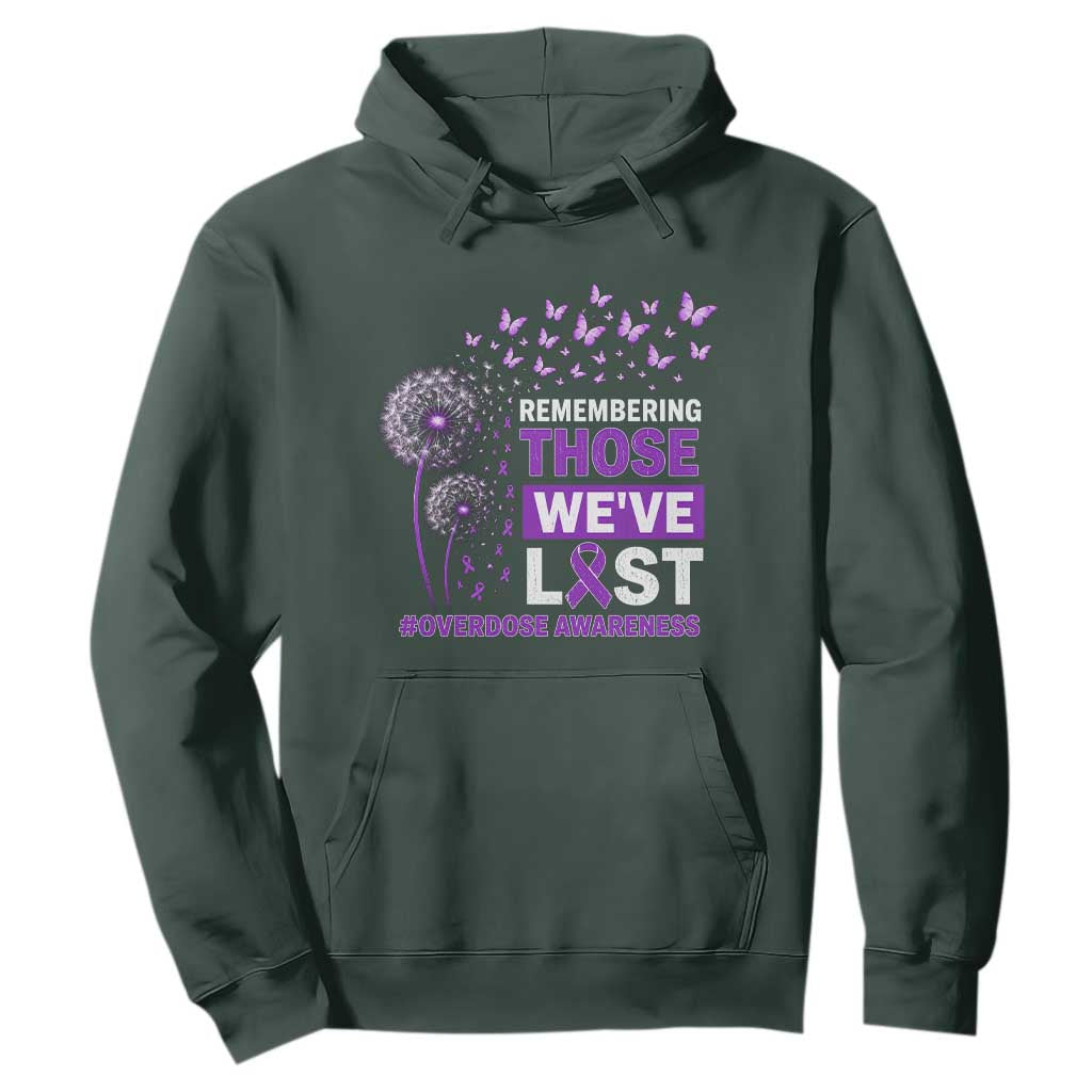 Overdose Awareness Hoodie Remembering Those We Have Lost Dandelion Purple Ribbon Memorial