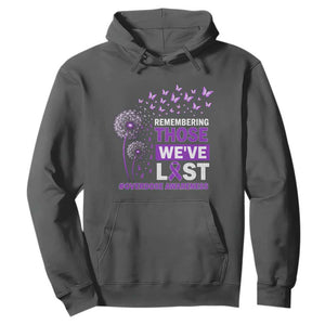 Overdose Awareness Hoodie Remembering Those We Have Lost Dandelion Purple Ribbon Memorial