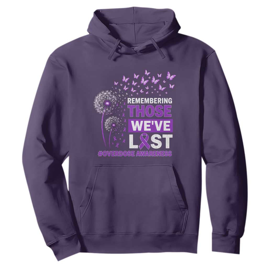 Overdose Awareness Hoodie Remembering Those We Have Lost Dandelion Purple Ribbon Memorial
