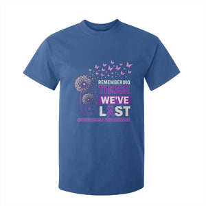 Overdose Awareness T Shirt For Kid Remembering Those We Have Lost Dandelion Purple Ribbon Memorial