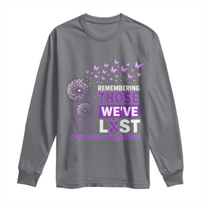 Overdose Awareness Long Sleeve Shirt Remembering Those We Have Lost Dandelion Purple Ribbon Memorial