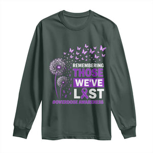 Overdose Awareness Long Sleeve Shirt Remembering Those We Have Lost Dandelion Purple Ribbon Memorial