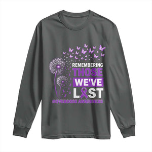 Overdose Awareness Long Sleeve Shirt Remembering Those We Have Lost Dandelion Purple Ribbon Memorial