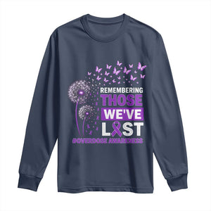 Overdose Awareness Long Sleeve Shirt Remembering Those We Have Lost Dandelion Purple Ribbon Memorial