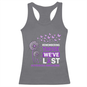 Overdose Awareness Racerback Tank Top Remembering Those We Have Lost Dandelion Purple Ribbon Memorial