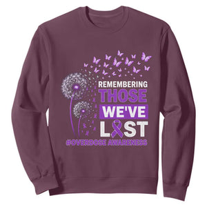 Overdose Awareness Sweatshirt Remembering Those We Have Lost Dandelion Purple Ribbon Memorial