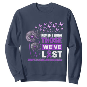 Overdose Awareness Sweatshirt Remembering Those We Have Lost Dandelion Purple Ribbon Memorial
