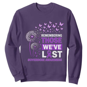 Overdose Awareness Sweatshirt Remembering Those We Have Lost Dandelion Purple Ribbon Memorial