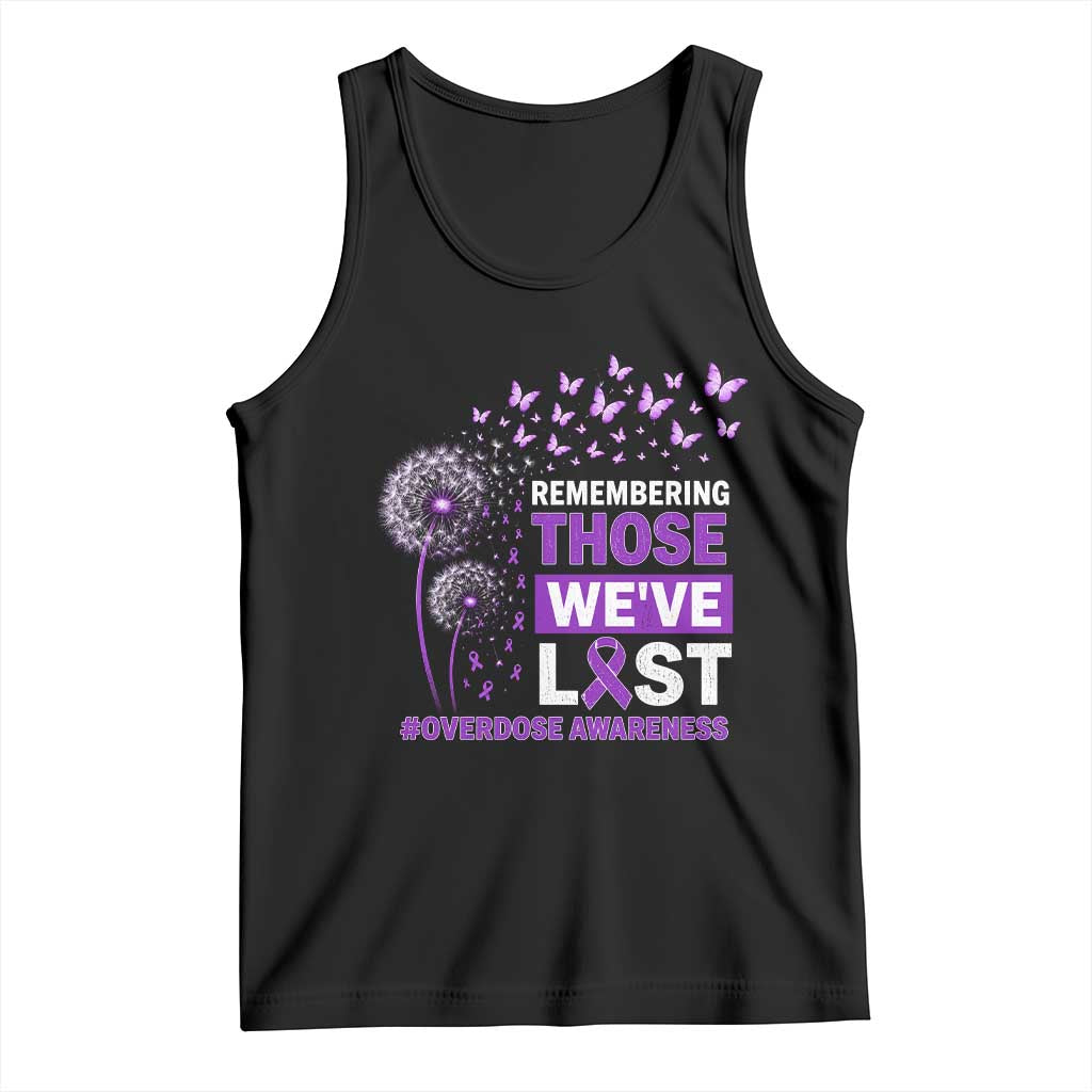 Overdose Awareness Tank Top Remembering Those We Have Lost Dandelion Purple Ribbon Memorial TS10 Black Print Your Wear