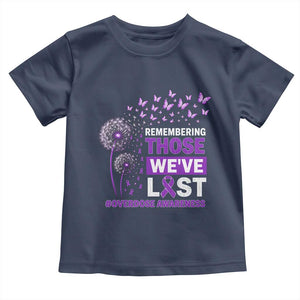 Overdose Awareness Toddler T Shirt Remembering Those We Have Lost Dandelion Purple Ribbon Memorial