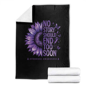 No Story Should End Too Soon Purple Sunflower Overdose Awareness Throw Blanket