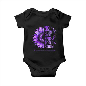 No Story Should End Too Soon Purple Sunflower Overdose Awareness Baby Onesie