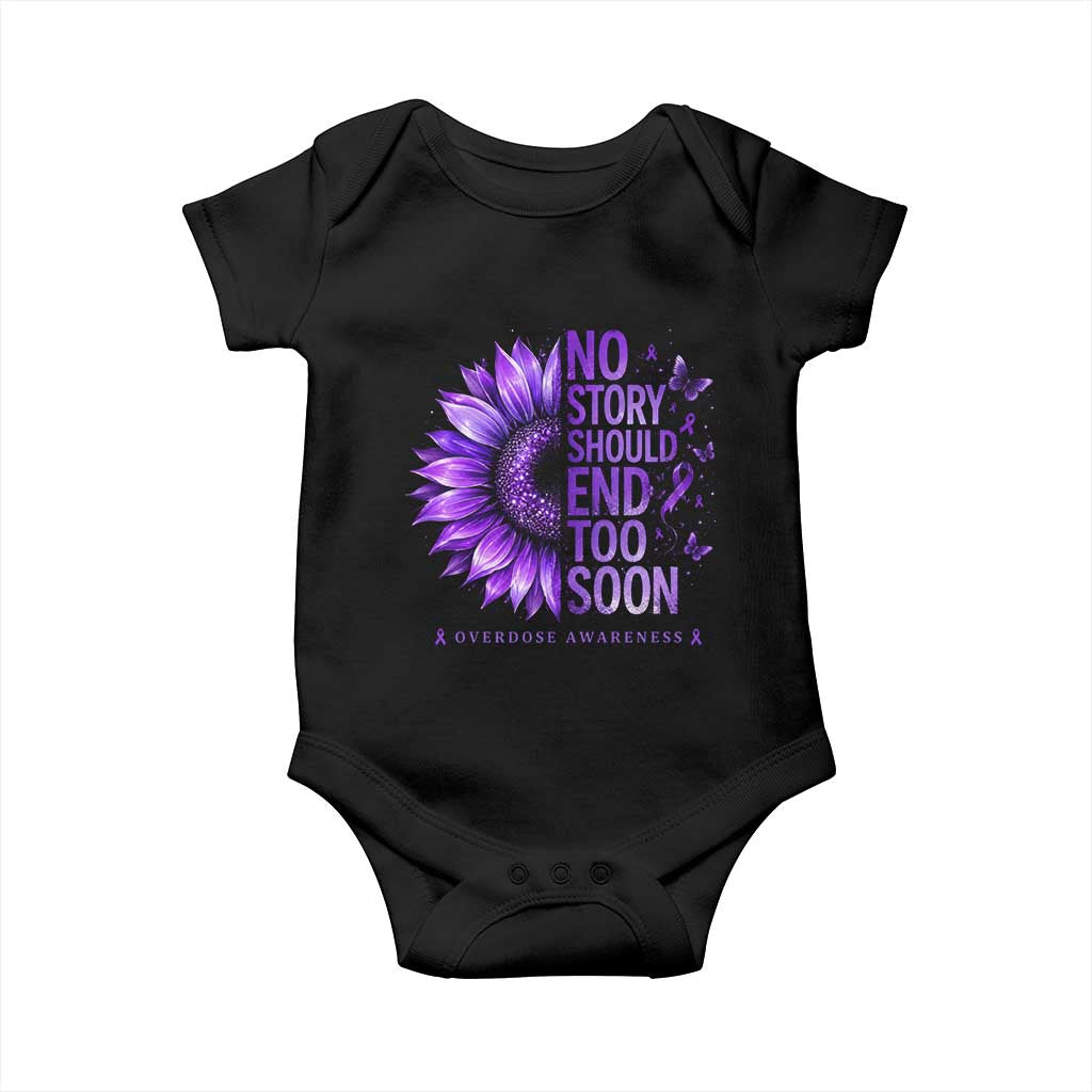 No Story Should End Too Soon Purple Sunflower Overdose Awareness Baby Onesie TS10 Black Print Your Wear