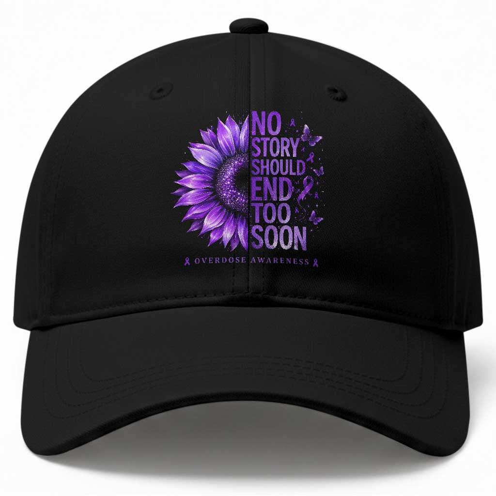 No Story Should End Too Soon Purple Sunflower Overdose Awareness Baseball Cap TS10 Print Your Wear