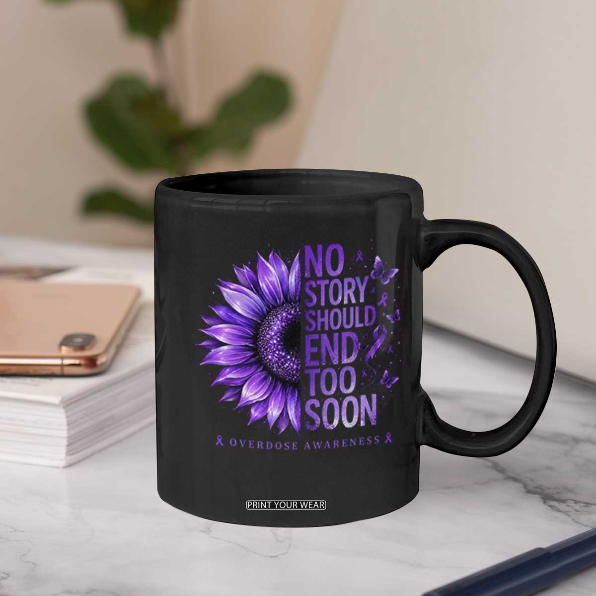 No Story Should End Too Soon Purple Sunflower Overdose Awareness Coffee Mug