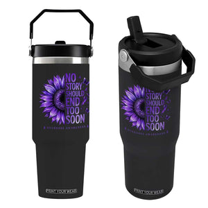 No Story Should End Too Soon Purple Sunflower Overdose Awareness Flip Straw Tumbler