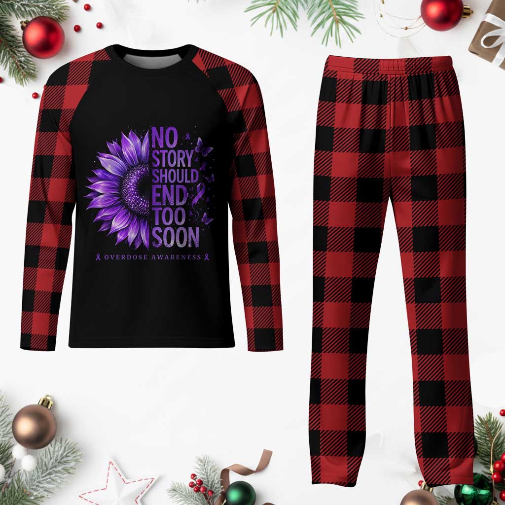 No Story Should End Too Soon Purple Sunflower Overdose Awareness Plaid Pajama Set TS10 Buffalo Plaid Print Your Wear