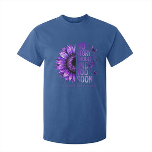 No Story Should End Too Soon Purple Sunflower Overdose Awareness T Shirt For Kid