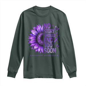 No Story Should End Too Soon Purple Sunflower Overdose Awareness Long Sleeve Shirt