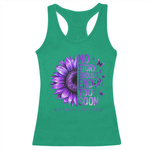 No Story Should End Too Soon Purple Sunflower Overdose Awareness Racerback Tank Top
