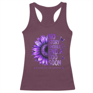 No Story Should End Too Soon Purple Sunflower Overdose Awareness Racerback Tank Top