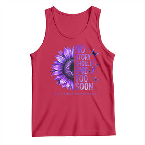 No Story Should End Too Soon Purple Sunflower Overdose Awareness Tank Top