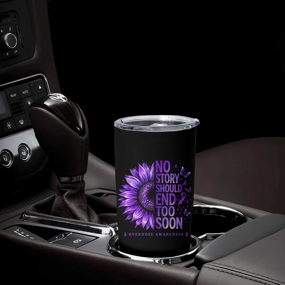 No Story Should End Too Soon Purple Sunflower Overdose Awareness Tumbler Cup