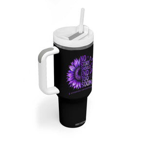 No Story Should End Too Soon Purple Sunflower Overdose Awareness Tumbler With Handle