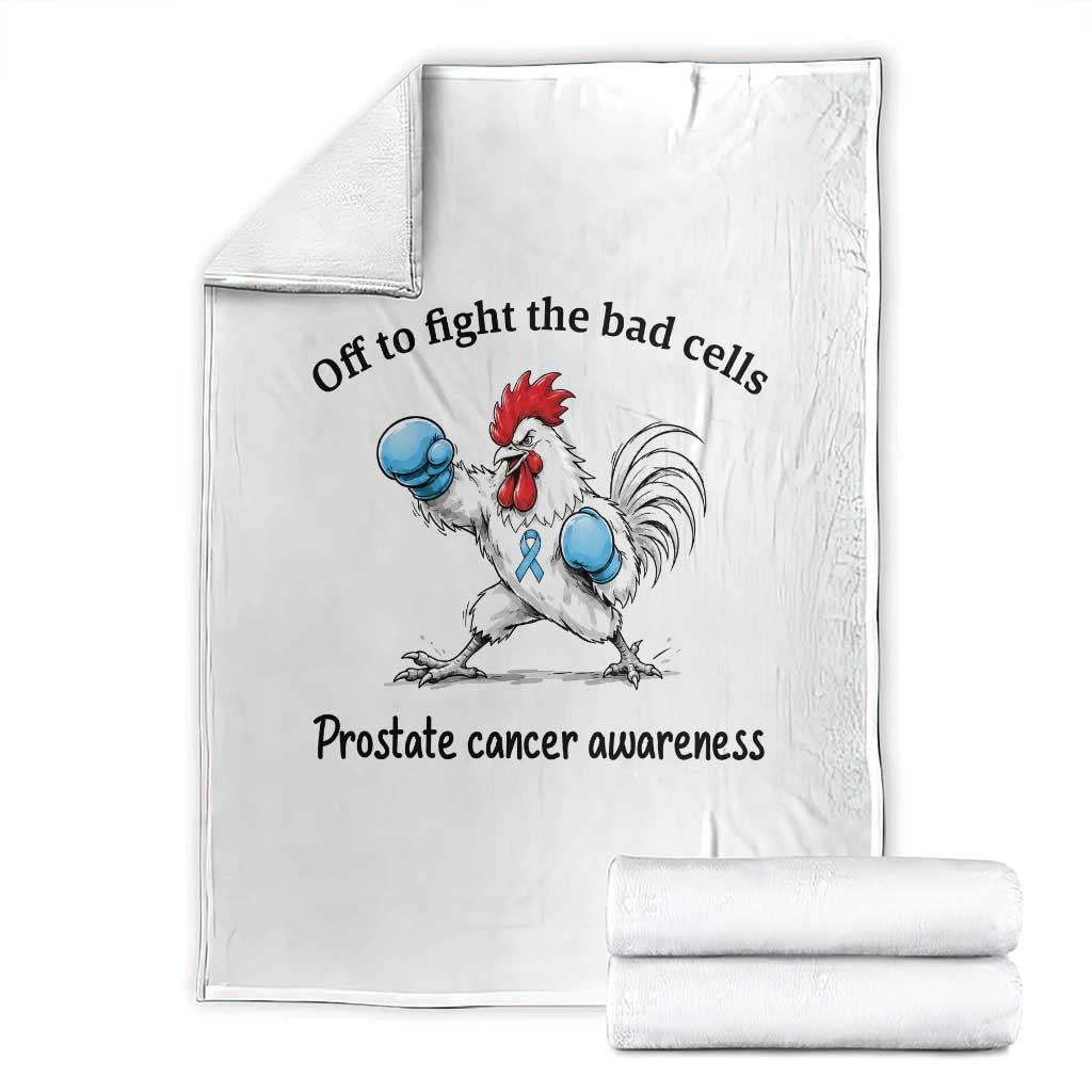 Prostate Cancer Awareness Throw Blanket Rooster Light Blue Ribbon Survivor Chemotherapy Gift TS10 White Print Your Wear