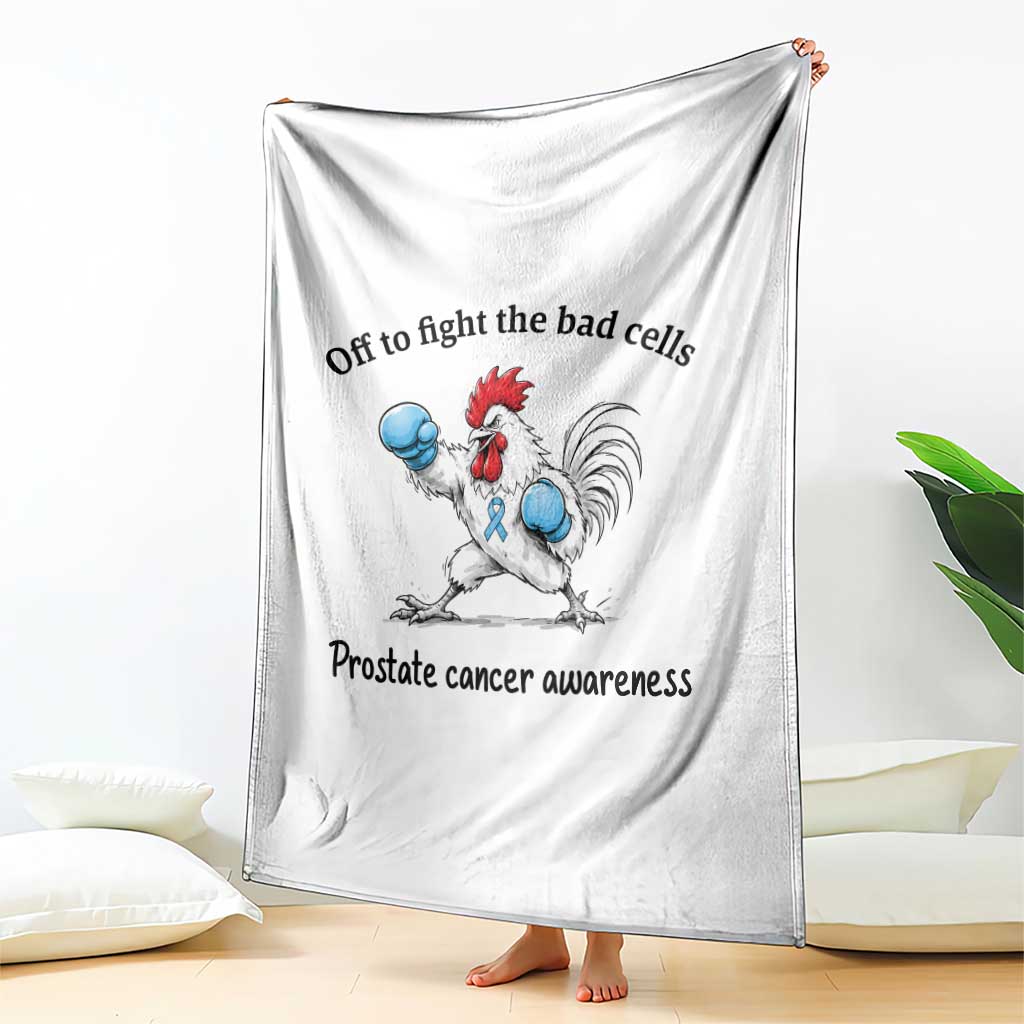 Prostate Cancer Awareness Throw Blanket Rooster Light Blue Ribbon Survivor Chemotherapy Gift