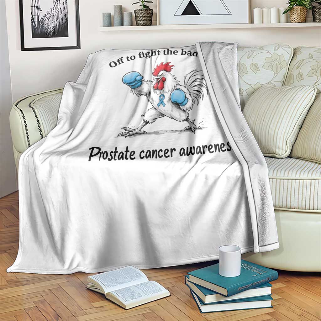 Prostate Cancer Awareness Throw Blanket Rooster Light Blue Ribbon Survivor Chemotherapy Gift
