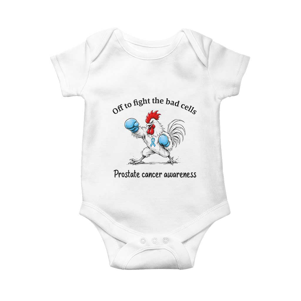 Prostate Cancer Awareness Baby Onesie Rooster Light Blue Ribbon Survivor Chemotherapy Gift TS10 White Print Your Wear