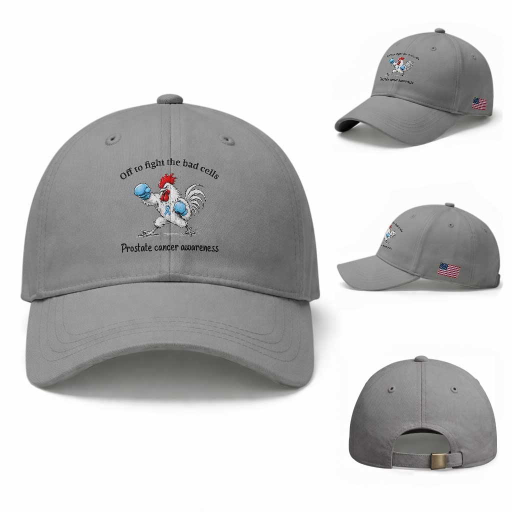 Prostate Cancer Awareness Baseball Cap Rooster Light Blue Ribbon Survivor Chemotherapy Gift