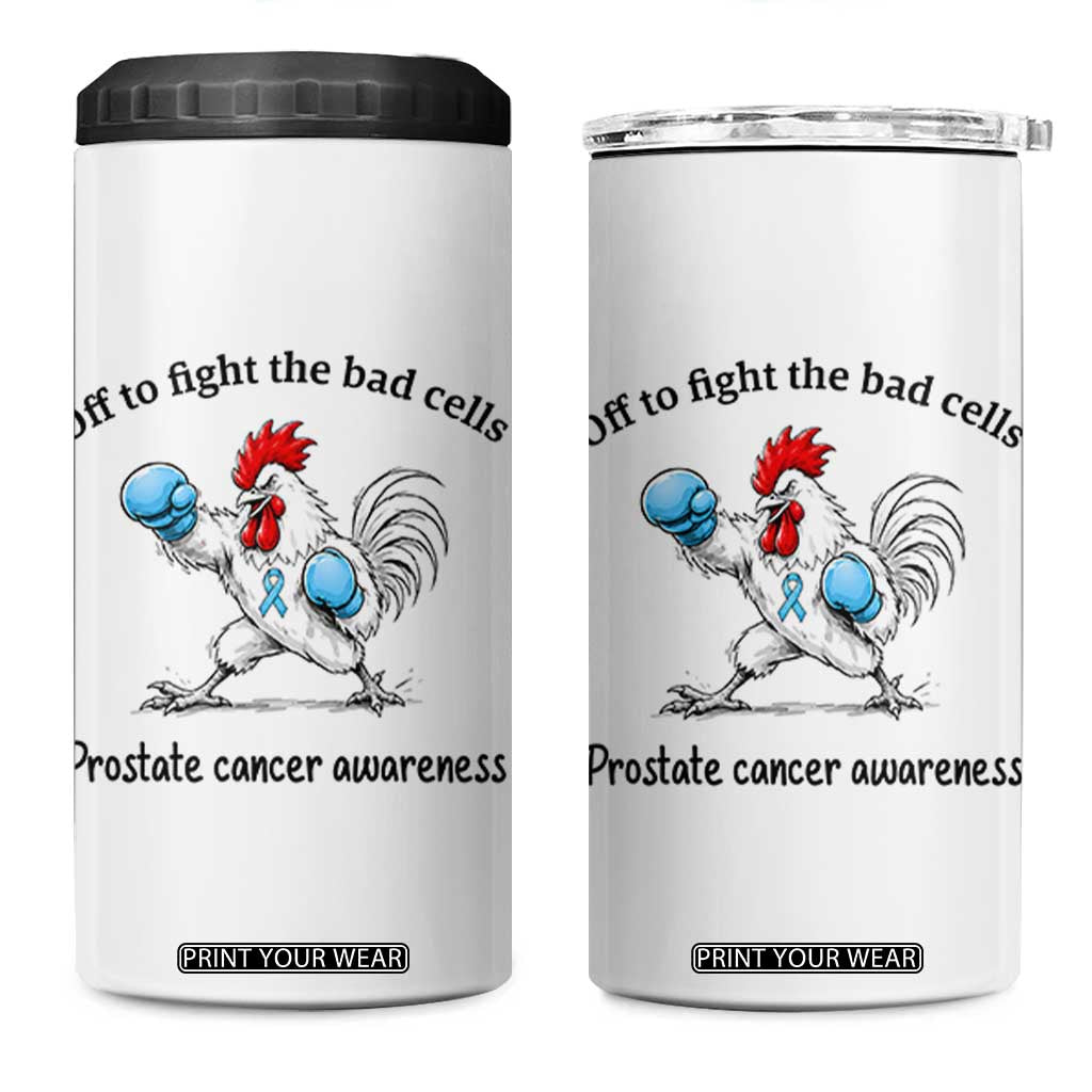 Prostate Cancer Awareness 4 in 1 Can Cooler Tumbler Rooster Light Blue Ribbon Survivor Chemotherapy Gift TS10 One Size: 16 oz White Print Your Wear