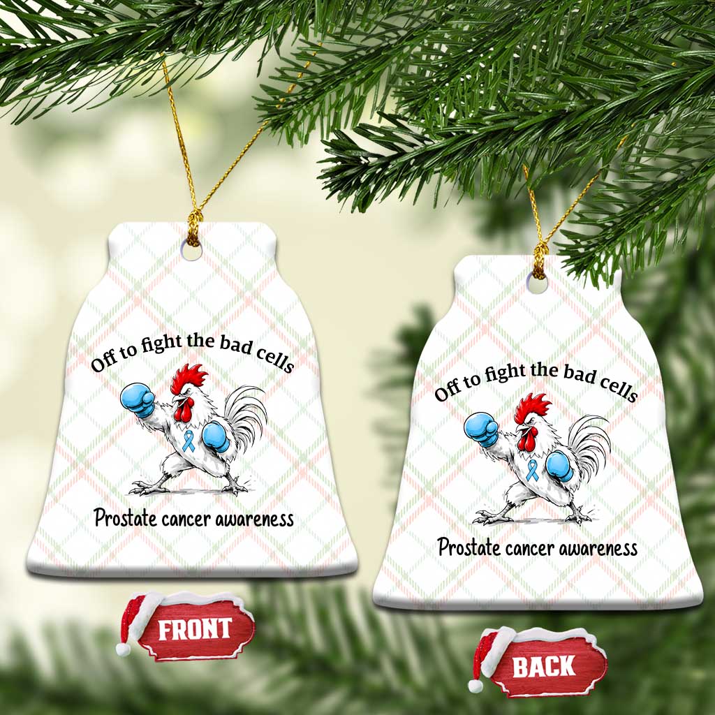 Prostate Cancer Awareness Ceramic Ornament Rooster Light Blue Ribbon Survivor Chemotherapy Gift