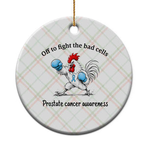 Prostate Cancer Awareness Ceramic Ornament Rooster Light Blue Ribbon Survivor Chemotherapy Gift