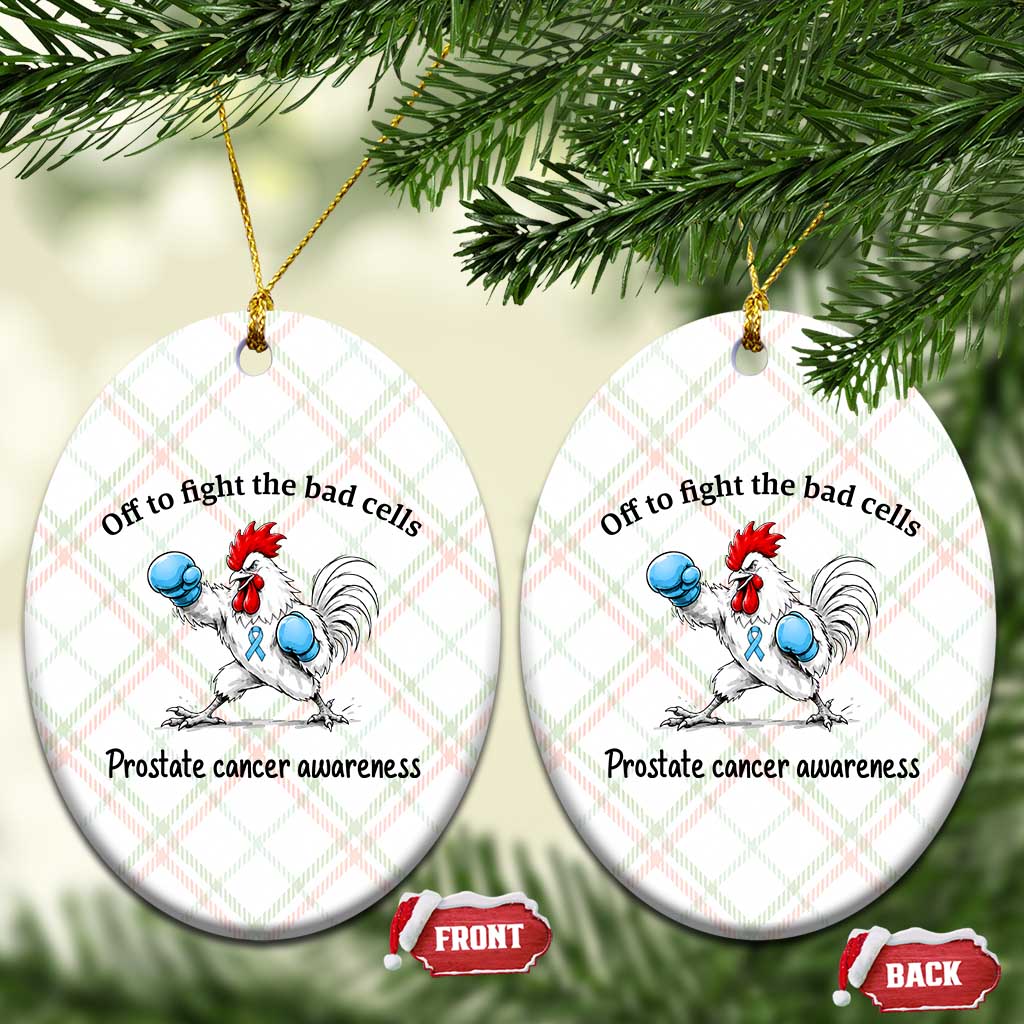 Prostate Cancer Awareness Ceramic Ornament Rooster Light Blue Ribbon Survivor Chemotherapy Gift
