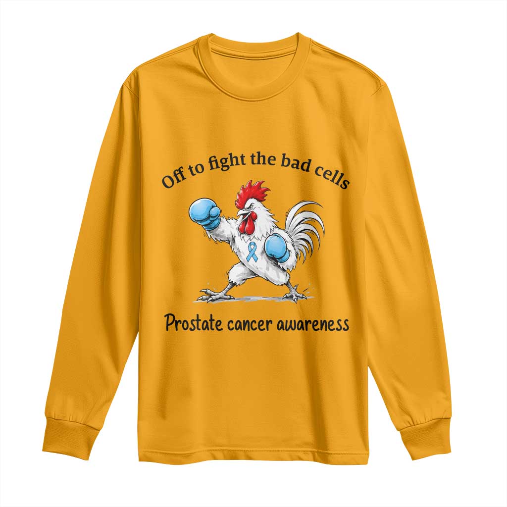 Prostate Cancer Awareness Long Sleeve Shirt Rooster Light Blue Ribbon Survivor Chemotherapy Gift