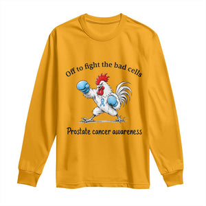 Prostate Cancer Awareness Long Sleeve Shirt Rooster Light Blue Ribbon Survivor Chemotherapy Gift