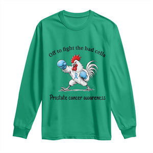 Prostate Cancer Awareness Long Sleeve Shirt Rooster Light Blue Ribbon Survivor Chemotherapy Gift