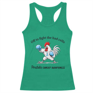 Prostate Cancer Awareness Racerback Tank Top Rooster Light Blue Ribbon Survivor Chemotherapy Gift