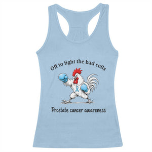 Prostate Cancer Awareness Racerback Tank Top Rooster Light Blue Ribbon Survivor Chemotherapy Gift