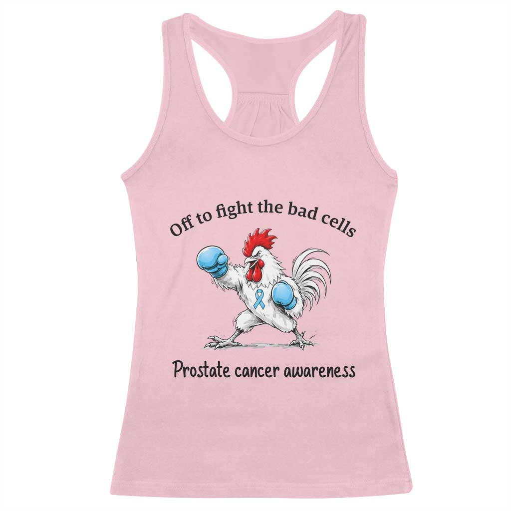 Prostate Cancer Awareness Racerback Tank Top Rooster Light Blue Ribbon Survivor Chemotherapy Gift