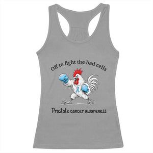 Prostate Cancer Awareness Racerback Tank Top Rooster Light Blue Ribbon Survivor Chemotherapy Gift